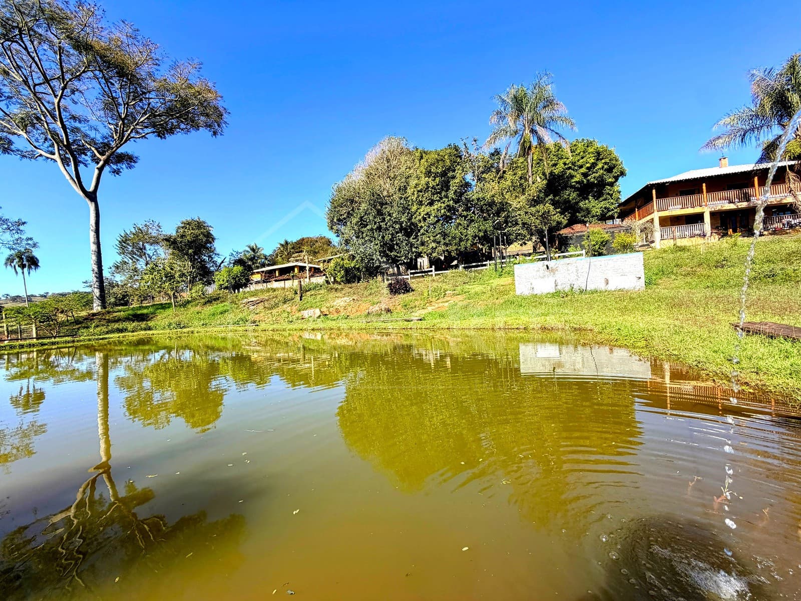 Área externa com lago